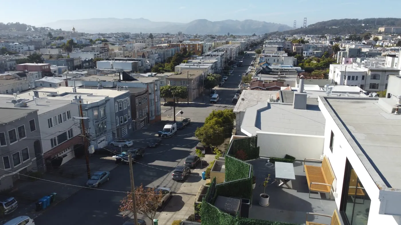 Drone view of 738-740 21st Ave during renovation